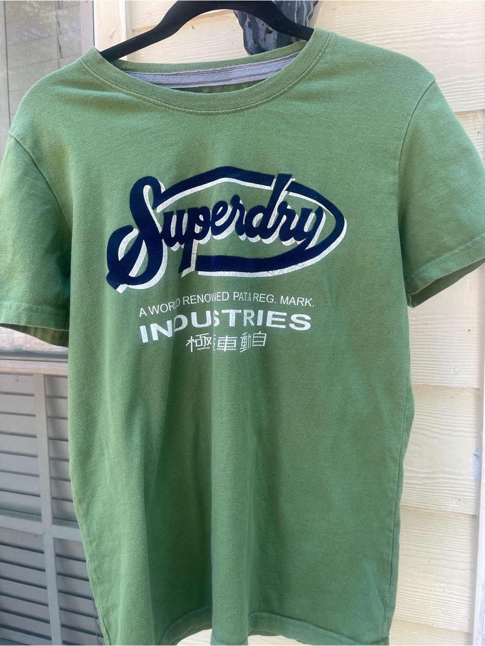 Superdry Vintage Script Style College T-Shirt Sz L Green